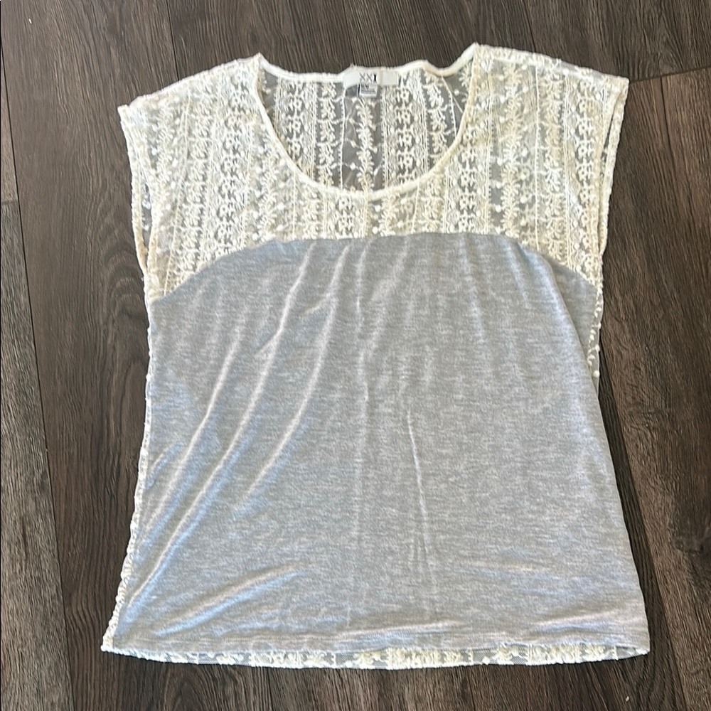 Trendy Lace and Gray Top